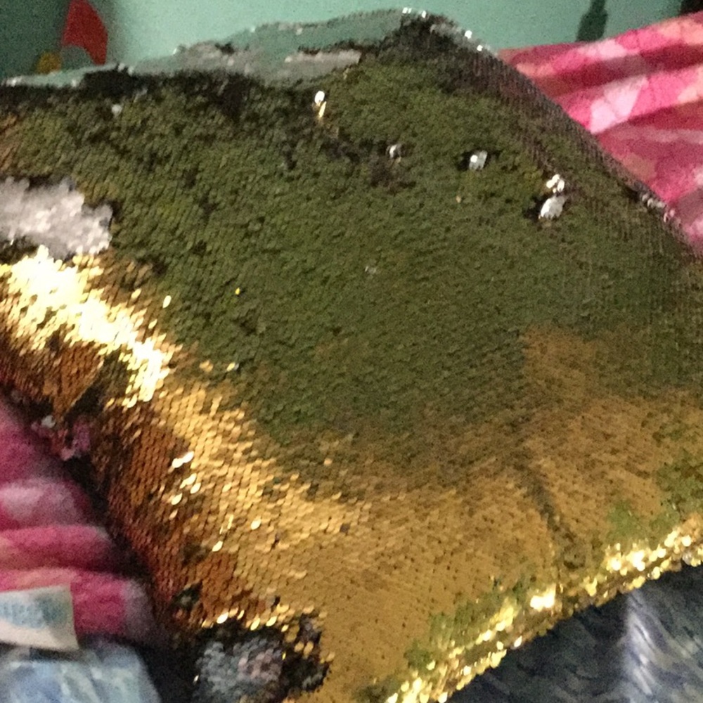 Changing color sequin pillow